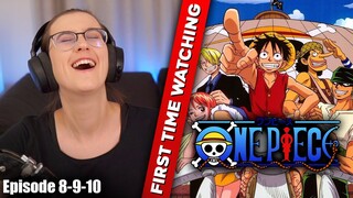 GIRL WHO NEVER WATCHED ANIME REACTS TO ONE PIECE | REACTION! | Episode 8-9-10
