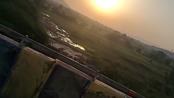 sunset with car