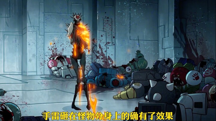 He thought the monster's death would open the door, and throwing a grenade at the monster's clone di