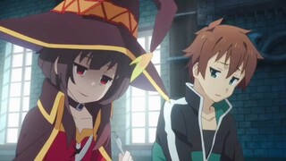 Kazuma disebut juga Megumin, lolita kecil. Megumin tidak melemparkan makanan ke wajah Kazuma, jadi s