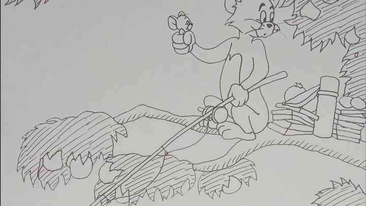 ภาพที่วาดด้วยมือ 773 ภาพเพื่อฟื้นฟู "Puppy Picnic" ของ Tom and Jerry