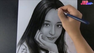 Drawing Dilireba In Pencil 1 - Vẽ Chu Phóng (Nhiệt Ba) xin đẹp bằng bút chì | JNB Lover