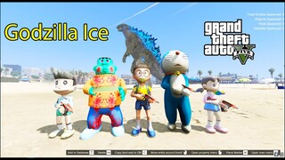 GTA 5 Mod - Biệt Đội Doremon Nobita Xuka Tiêu Diệt Quái Vật Godzilla Băng