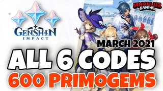 FREE 600 PRIMOGEMS! 3 NEW CODES + 3 Active CODES | Genshin Impact Gift CODES March 2021