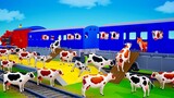 Cows are kidnapped by foxy on the railway Train | Funny Animals Comedy Adventures 3D Cartoons