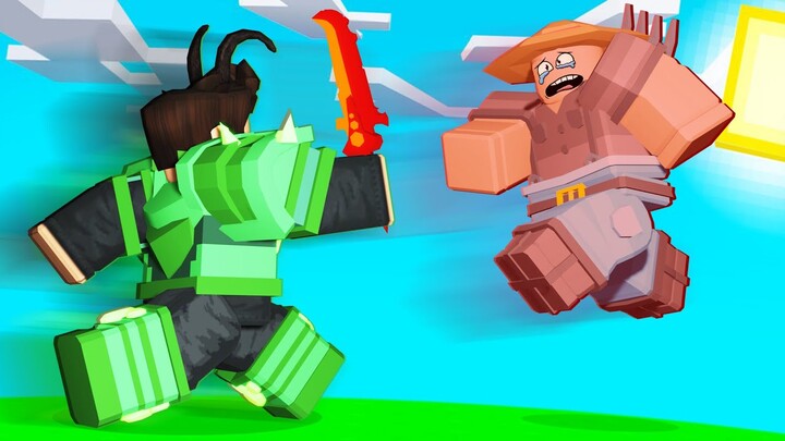 The LUCKY Skywars Game! in Roblox Bedwars...
