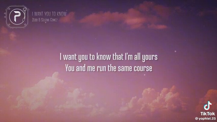 I WANT YOU TO KNOW