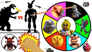 Shin Godzilla vs Five Nights at Freddy's SPINNING WHEEL SLIME GAME w/ FNAF Figures