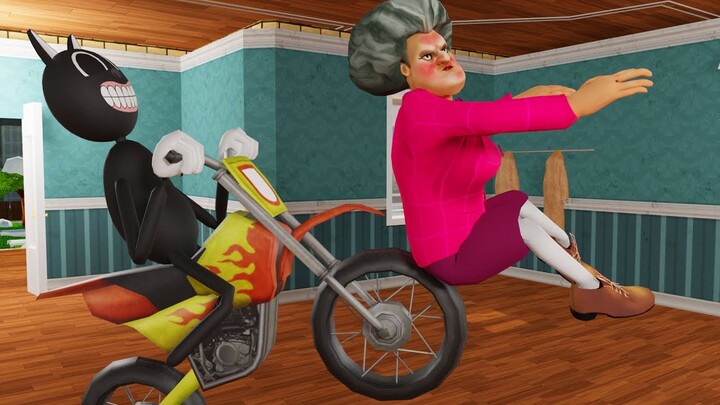 Scary Teacher 3D, Cartoon Cat Racing Bike - The Best of troll Miss T COMPILATION