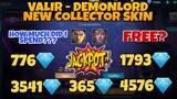 VALIR-DEMONLORD SKIN | JANUARY NEW COLLECTOR SKIN | VALIR EPIC SHOWCASE |MLBB| HOW MUCH DID I SPEND?