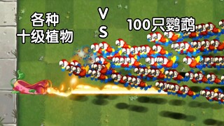 各种十级植物 VS 100只鹦鹉【Pvz2】