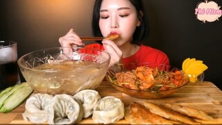 Kimchi củ cải, miến lạnh, sủi cảo kim chi, sủi cảo thịt 2 #amthuc