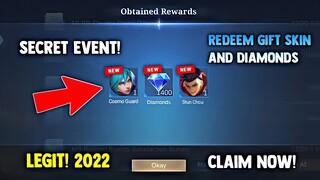 SECRET EVENT! REDEEM YOUR GIFT SKIN AND DIAMONDS! FREE! LEGIT! | MOBILE LEGENDS 2022