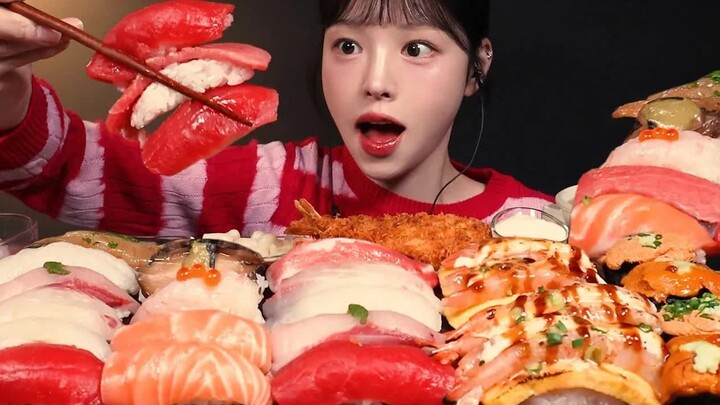【Boki Chinese Subtitles】A large table of sushi feast, eat as much as you want in one go!
