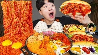 ASMR MUKBANG 편의점 핵불닭 미니!! 떡볶이 & 핫도그 & 디저트 FIRE Noodle & HOT DOG & Dessert EATING SOUND!