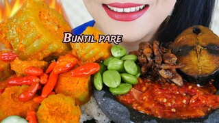 KALAP MAKAN BUNTIL PARE PEDAS, SAMBEL DADAK, CUMI ASIN, IKAN TUNA, PETE | EATING SOUNDS