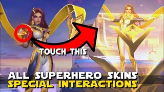 ALL SECRET SPECIAL INTERACTIONS OF ALL SUPERHERO SKINS ESMERALDA, VALE, CHOU | MOBILE LEGENDS