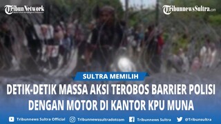 Detik detik Massa Aksi Nekat Terobos Kawat Berduri Pakai Motor Saat Demonstrasi di Kantor KPU Muna