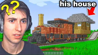 Stealing My Friends House using a Train Mod on Minecraft...