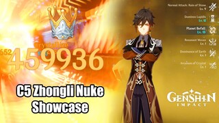 Zhongli C5 Crowned Max Talents Lv 13 Nuke Damage Showcase - Genshin Impact