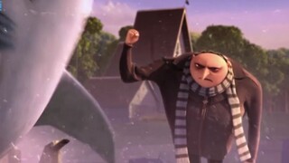 The little girl was taken away by the wicked, and Gru hit the door and punched the flying shark