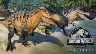 2 Acrocanthosaurus & 2 Carcharodontosaurus Breakout & Fight! Jurassic World Evolution (4K 60FPS)