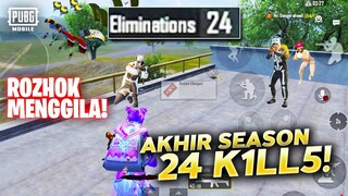 TEMBUS 24 K1LLS! SALAH BESAR AKHIR SEASON TURUN ROZOK! RAME BANGET! - PUBG MOBILE