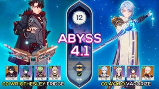 C0 Wriothesley Hyperfridge & C0 Ayato Vaporize I Spiral Abyss 4.1 Floor 12 9 stars Genshin Impact