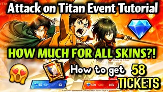 HOW MUCH for ATTACK ON TITAN SKINS!💎CHEAPEST COST TUTORIAL❗EVENT GUIDE, PHASE 1 & 2❗