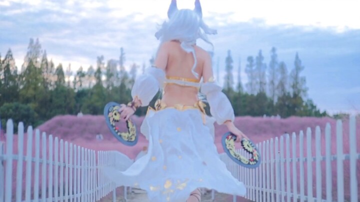 【ff14】Penari Kelinci♡ Menari di Lautan Bunga Merah Muda~ Gaun Dansa Savine Putih Sempurna