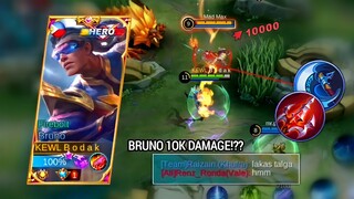 BRUNO 10,000 DAMAGE 😲😲 | BRUNO BEST BUILD AND EMBLEM MLBB