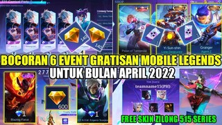 BOCORAN 6 EVENT GRATISAN MOBILE LEGENDS UNTUK BULAN APRIL 2022!! PANEN SKIN GRATIS LAGI
