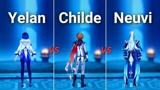 Who is BEST Solo F2P HYDRO DPS ? Childe vs Neuvi vs Yelan!! [ Genshin Impact ]