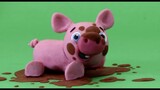 Pig playing mud Stop motion cartoon for children - BabyClay