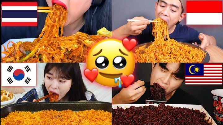 Mukbangers Trying Different Kind Of Noodles Around The World🤤🇨🇳🇰🇷🇲🇾🇹🇭🇵🇭🇮🇩