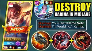 YIN VS PHILIPPINES NO.1 KARINA | YIN BEST BUILD TO COUNTER PRO KARINA IN MIDLANE | MOBILE LEGENDS