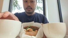 ASMR Eating Chicken Sandwich, Tomato Soup & Coffee + Restaurant Ambiance Noise
