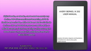 AVERY BERKEL IX 202 USER MANUAL