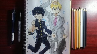 Drawing Shigeo and Reigen from Mob Psycho 100 | Anime Art | Philippines