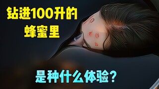 Cô gái lặn xuống 100 lít mật ong để cách ly bản thân khỏi vi khuẩn bên ngoài