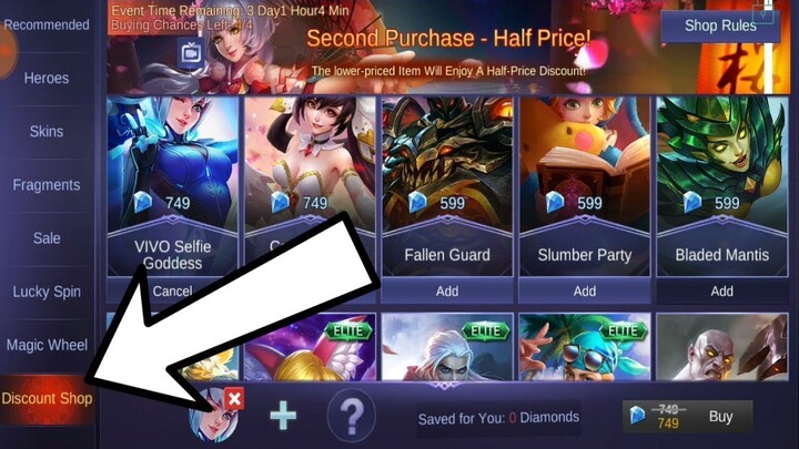 NEW DISCOUNT SHOP | SAVE DIAS - Mobile Legends