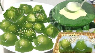 Cách làm bánh XU XÊ- bánh Phu Thê Lá Dứa kiểu mới với cách tráng bánh bằng LÁ CHUỐI dai giòn ngon