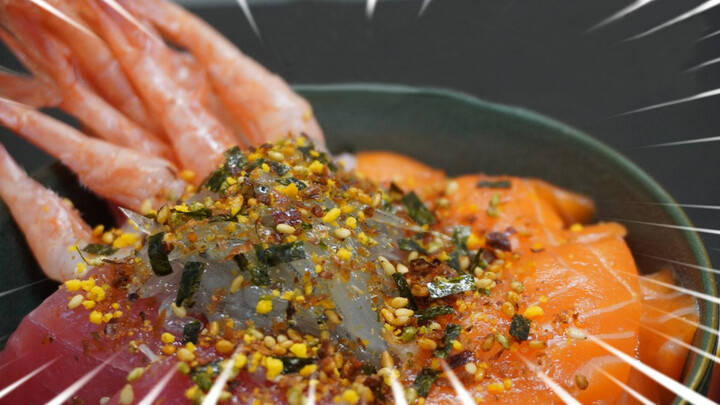 [Vlog Ẩm thực] Sashimi | Cơm sashimi xa xỉ toàn cá sống và tôm