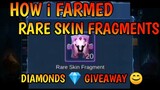 HOW I FARMED RARE SKIN FRAGMENTS!! and DIAMONDS GIVE AWAY 💎💎💎💎