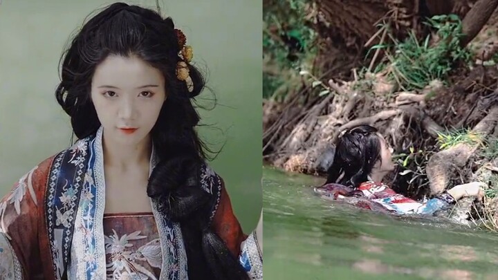 Cô gái mặc hán phục đung đưa trên xích đu bên bờ sông chụp ảnh, từng nét mặt, nụ cười đều quyến rũ đ