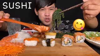 MUKBAND ASMR EATING SUSHI | ម្ហូបជប៉ុន