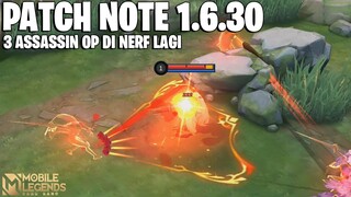 LANCELOT NERF, HAYABUSA NERF, AAMON NERF, YSS NERF, KADITA BUFF, ROGER BUFF - PATCH NOTE 1.6.30 MLBB