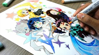 วาด Chibi of DEMON SLAYER ตัวละครหลัก