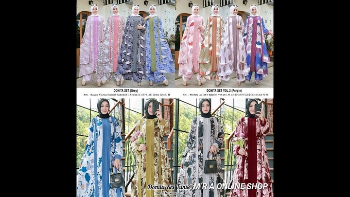Baju Setelan Wanita Terbaru 2021 | Tunik Dan Celana Kulot | Donita Set Free Masker Vol 01, 02, 03 |