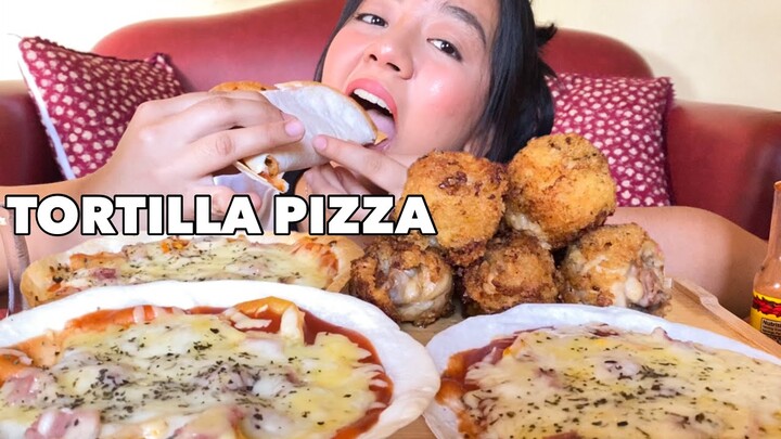 TORTILLA PIZZA & FRIED CHICKEN MUKBANG